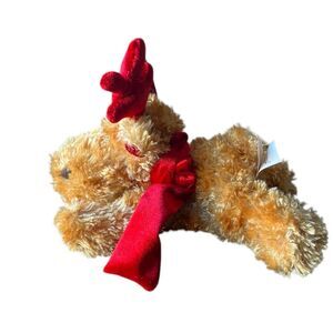 Dan Dee Christmas Reindeer Deer Moose Red Antlers & Scarf Stuffed Plush Animal